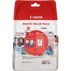 Canon PG-560XL Black & CL-561XL Colour Ink Cartridge & Photo Paper Value Pack (3712C004)
